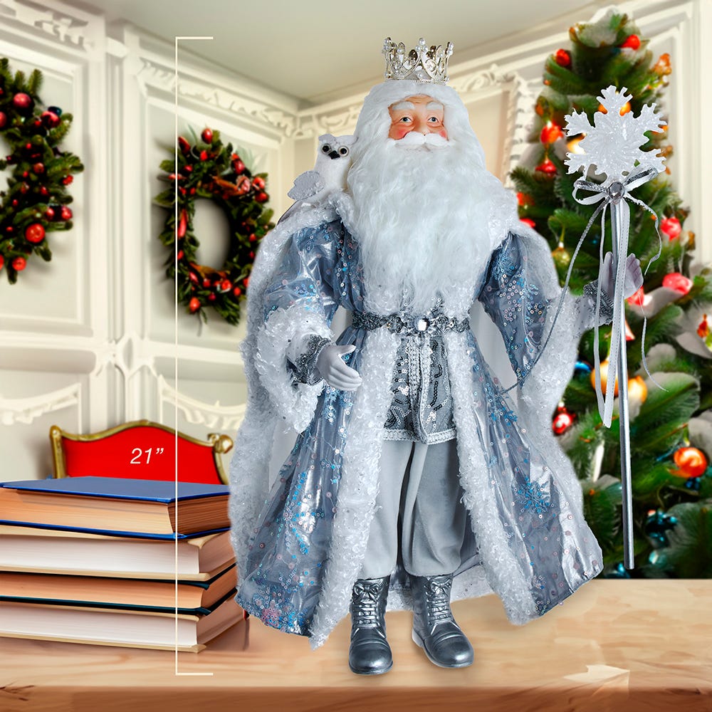 Kurt S. Adler 21“ Silver, White and Light Blue Standing Santa