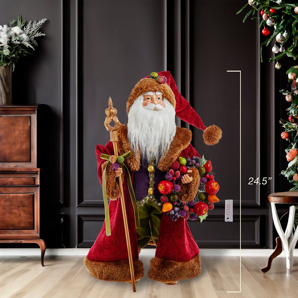 Kurt S. Adler 20“ Sugar Fruit Santa With Fruit Wreath
