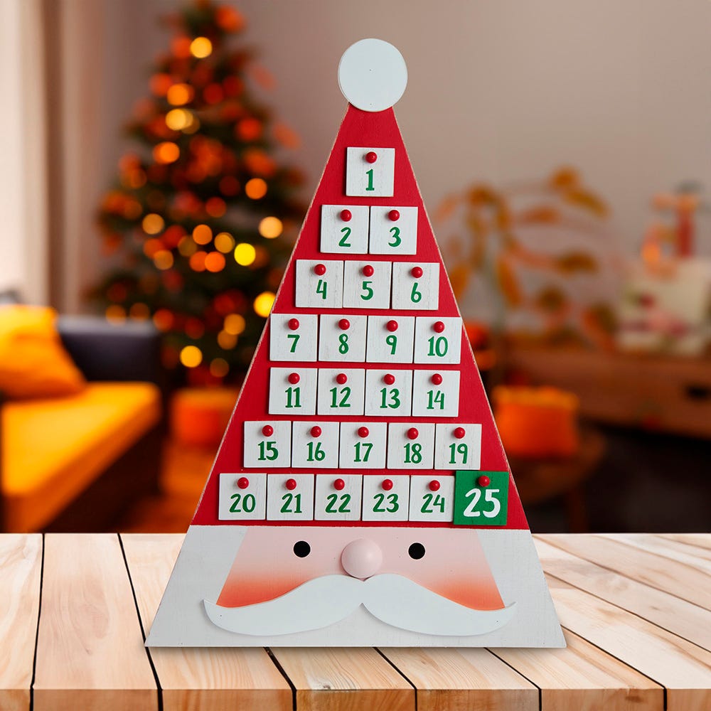 Kurt S. Adler Wooden Triangle Santa Head Advent Calendar