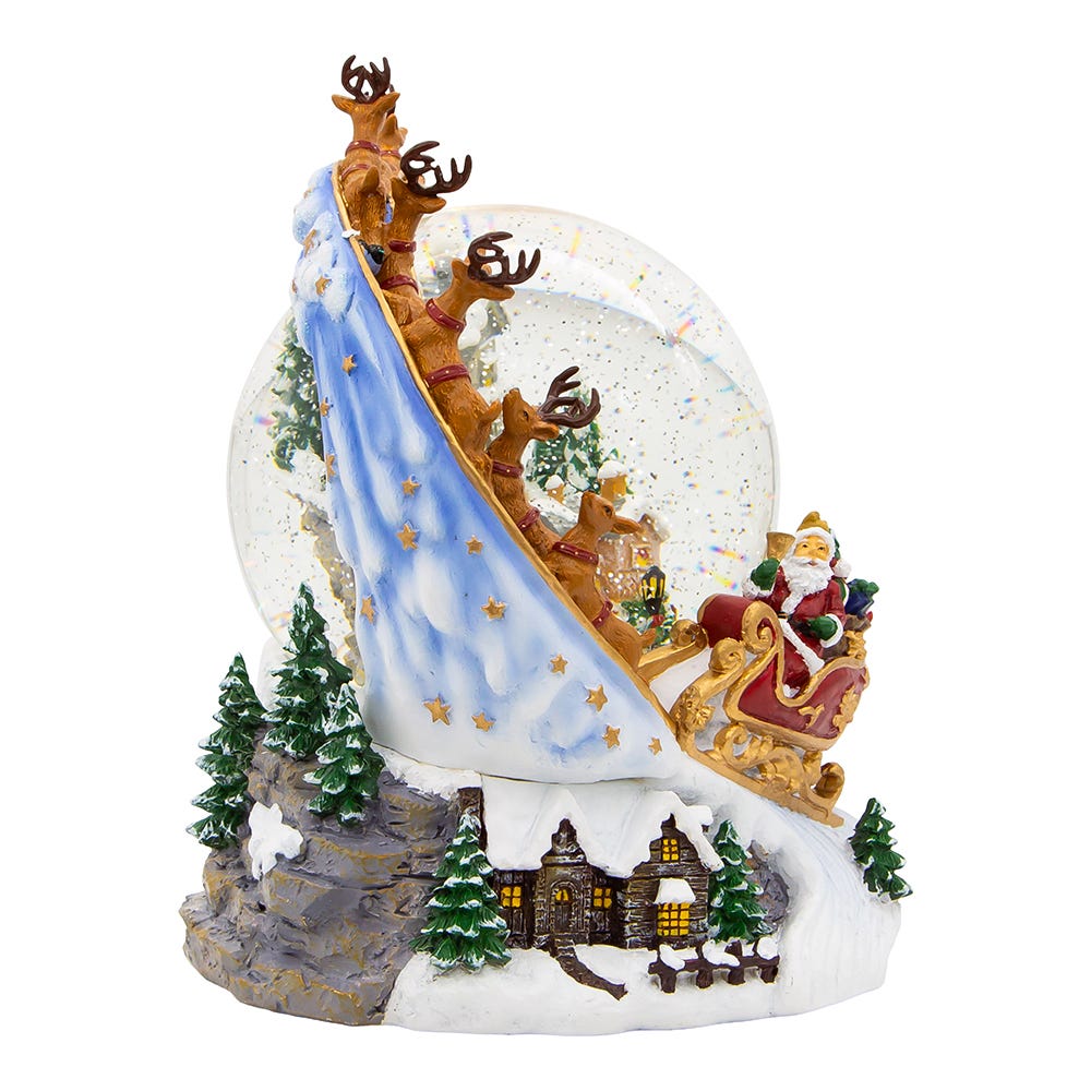 Kurt S. Adler 120MM Battery Operated Musical Santa and Sled Water Globe