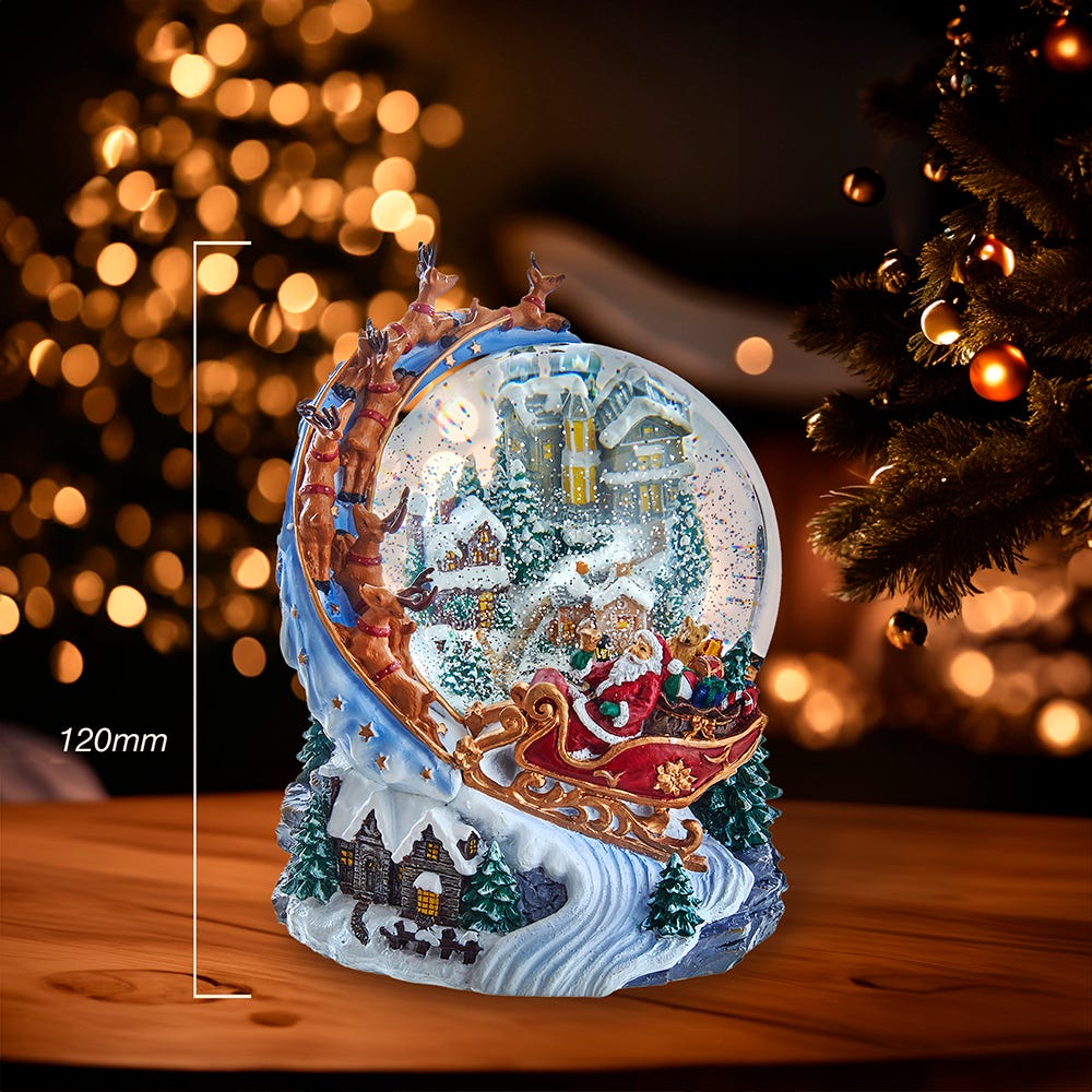 Kurt S. Adler 120MM Battery Operated Musical Santa and Sled Water Globe