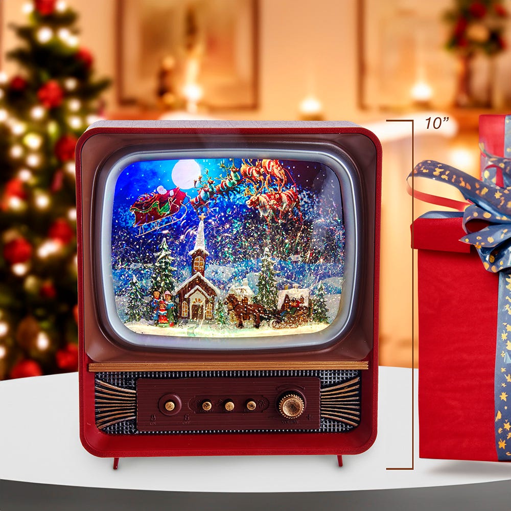 Kurt S. Adler Battery Operated Musical Water Santa TV Lantern