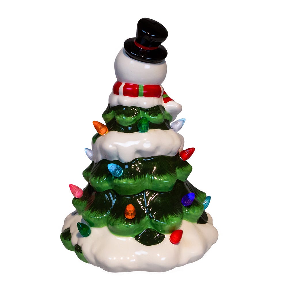 Kurt S. Adler 9“ Battery Operated Ceramic Light-Up Snowman Tree