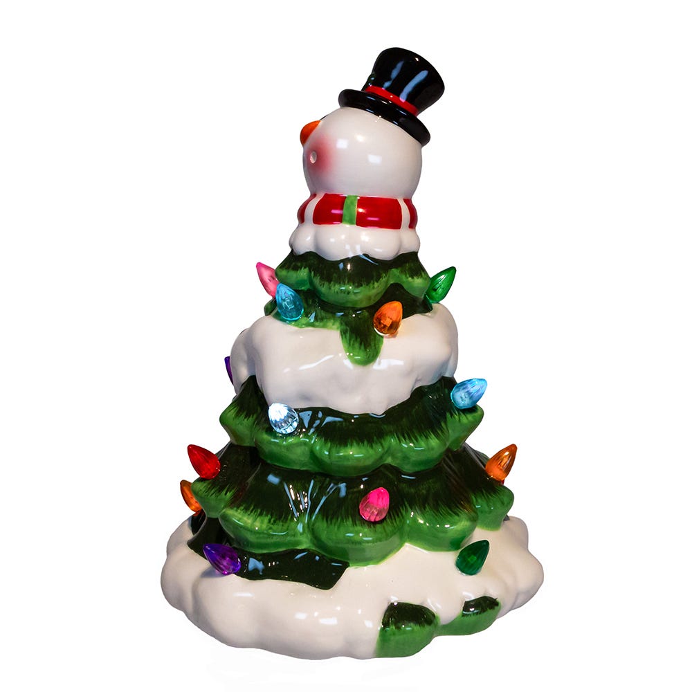 Kurt S. Adler 9“ Battery Operated Ceramic Light-Up Snowman Tree