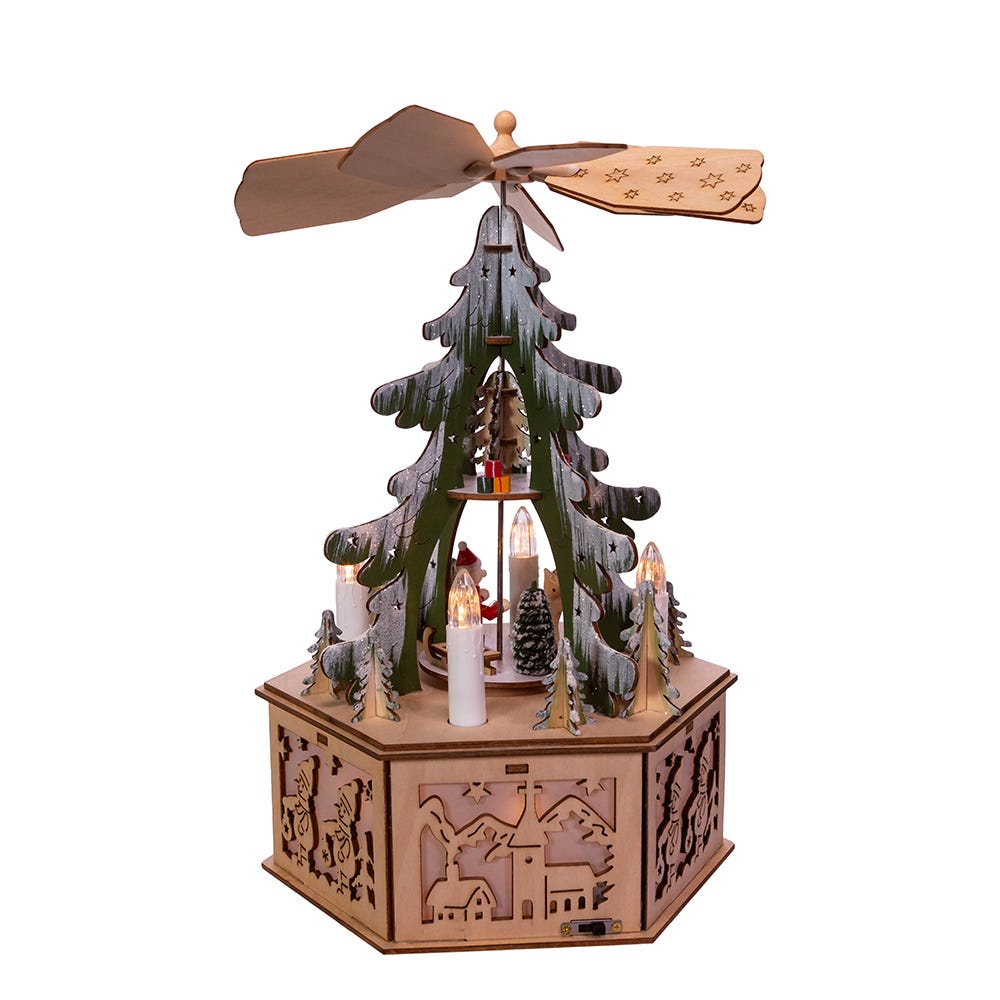 Kurt S. Adler Battery-Operated Musical LED Christmas Tree Windmill Scene