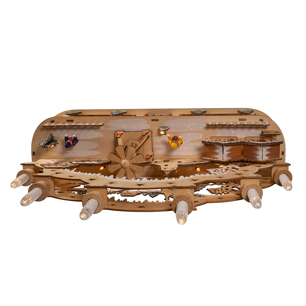 Kurt S. Adler 10.25“ Wooden LED Light-Up Musical/Motion Santa Christmas Village