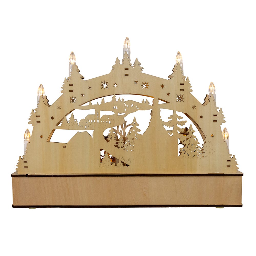 Kurt S. Adler 17.72“ Wooden LED Light-Up Christmas Village With Candle