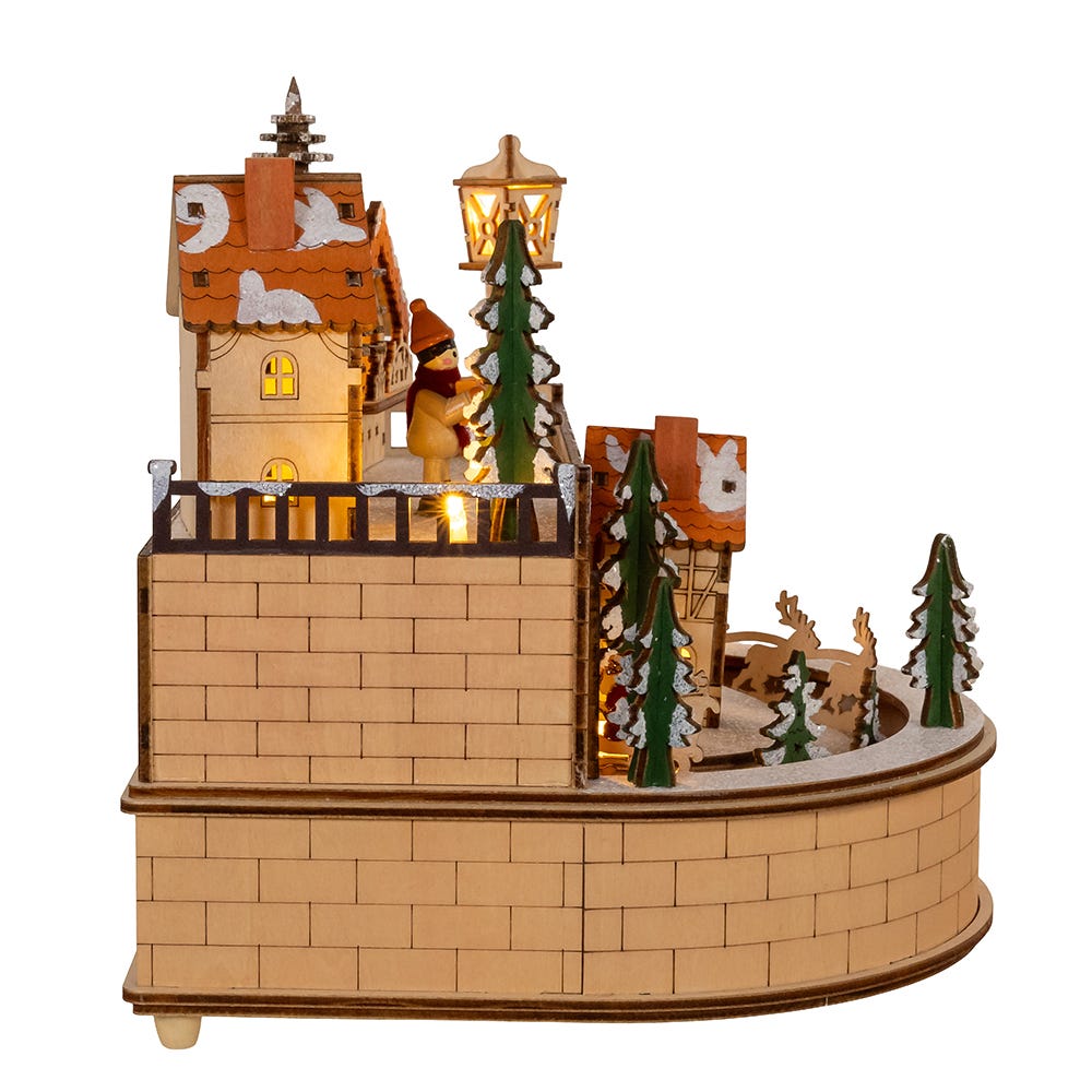 Kurt S. Adler 7.87“ Wooden LED Light-Up Santa Musical Christmas Village