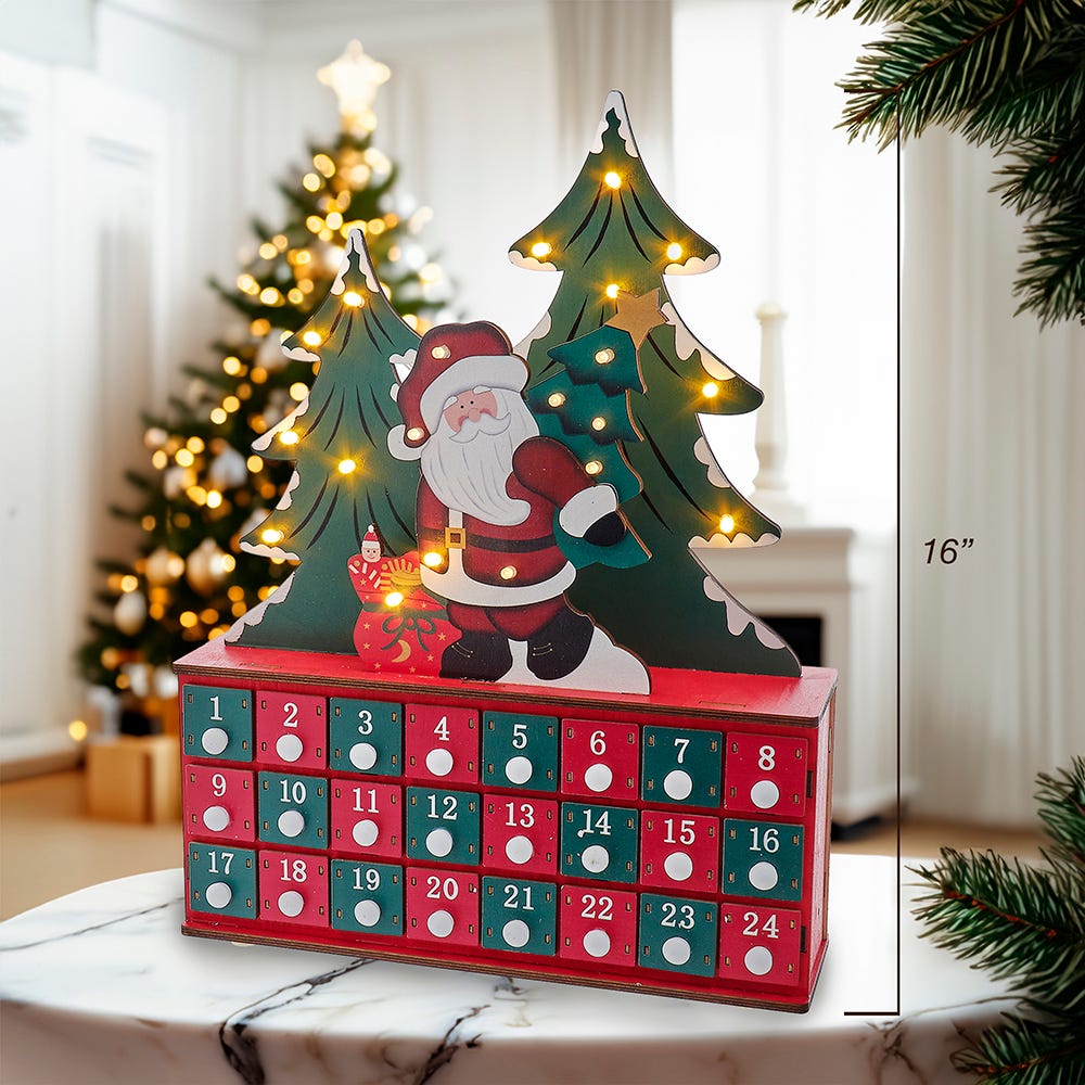 Kurt S. Adler 15.75“ Battery Operated Wooden LED Lighted Advent Calendar