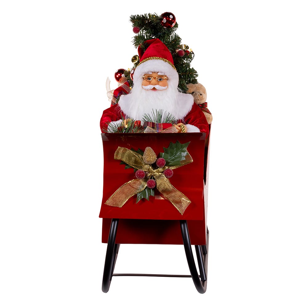 Kurt S. Adler 24“ Battery Operated Musical LED Santa In Metal Sleigh Table Piece
