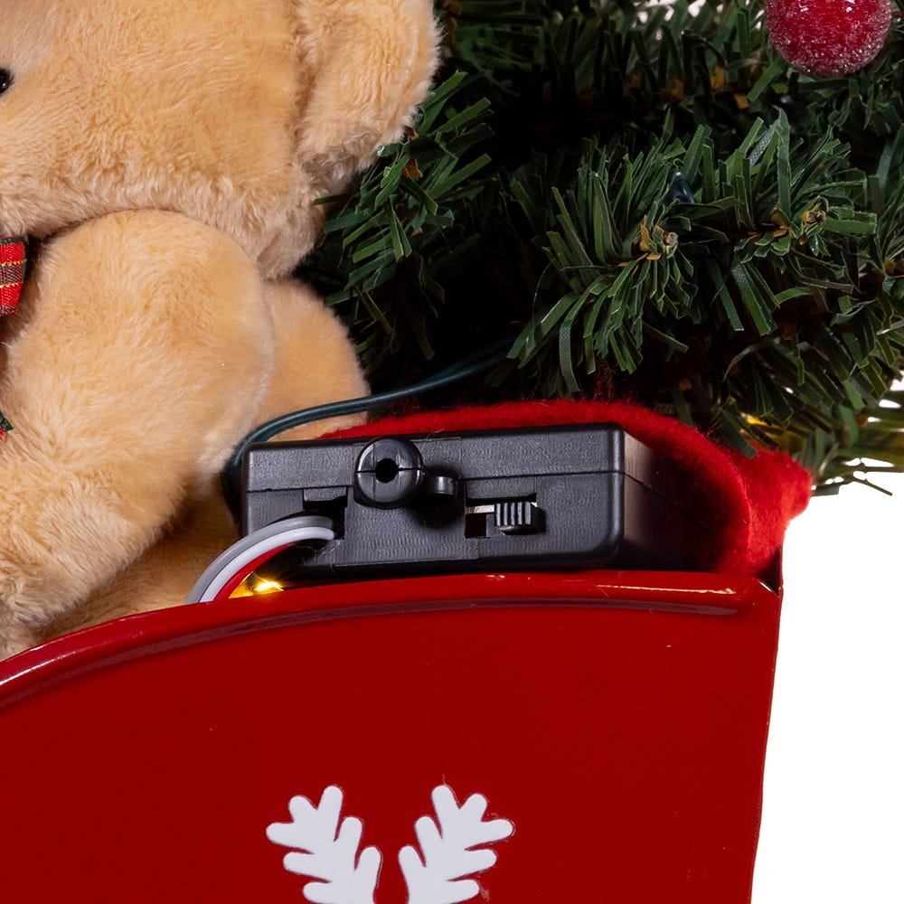 Kurt S. Adler 24“ Battery Operated Musical LED Santa In Metal Sleigh Table Piece