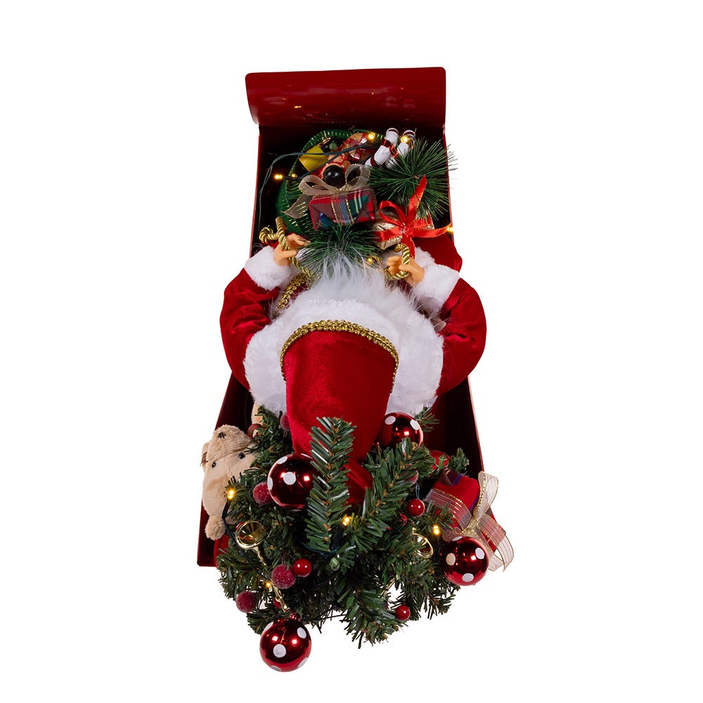 Kurt S. Adler 24“ Battery Operated Musical LED Santa In Metal Sleigh Table Piece
