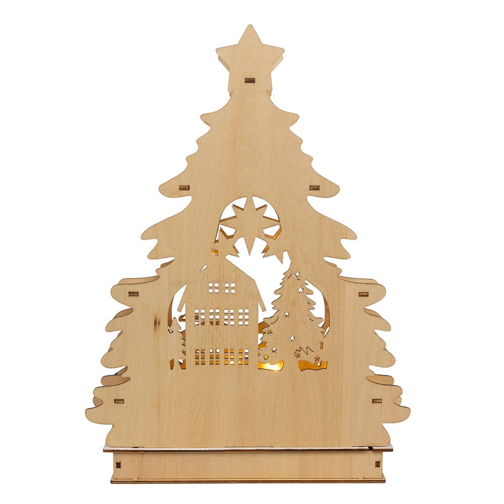 Kurt S. Adler 8.3“ Battery Operated LED Lighted Tree With Village Scene Table Piece