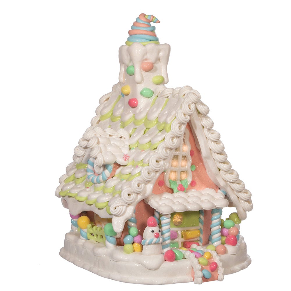 Kurt S. Adler Battery-Operated LED Light Up Pastel Gingerbread House