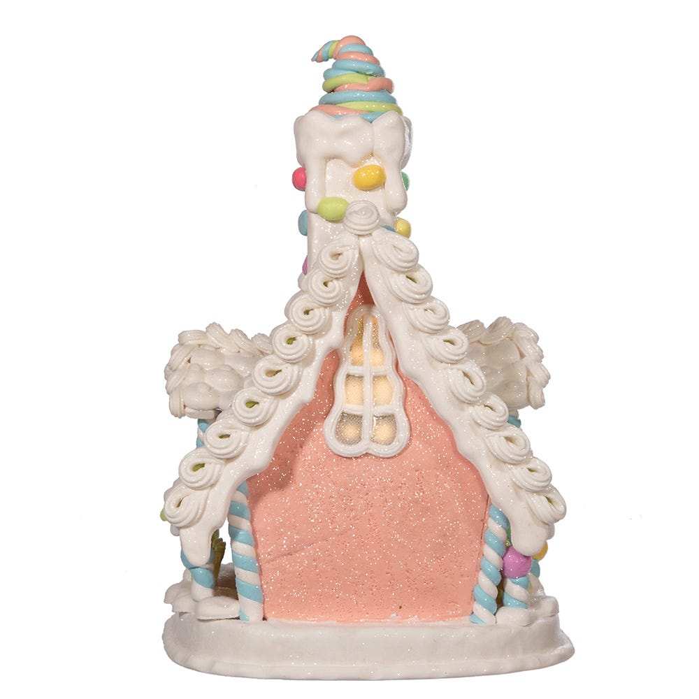 Kurt S. Adler Battery-Operated LED Light Up Pastel Gingerbread House
