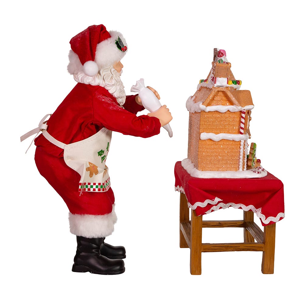 Kurt S. Adler 10.5“ Fabriché™ Battery-Operated Santa With Gingerbread Houses, 2-Piece Set