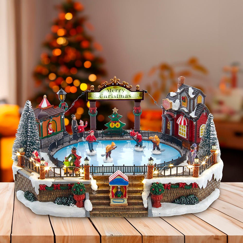 Kurt S. Adler 6.5“ LED Musical Ice Hockey Rink Table Piece
