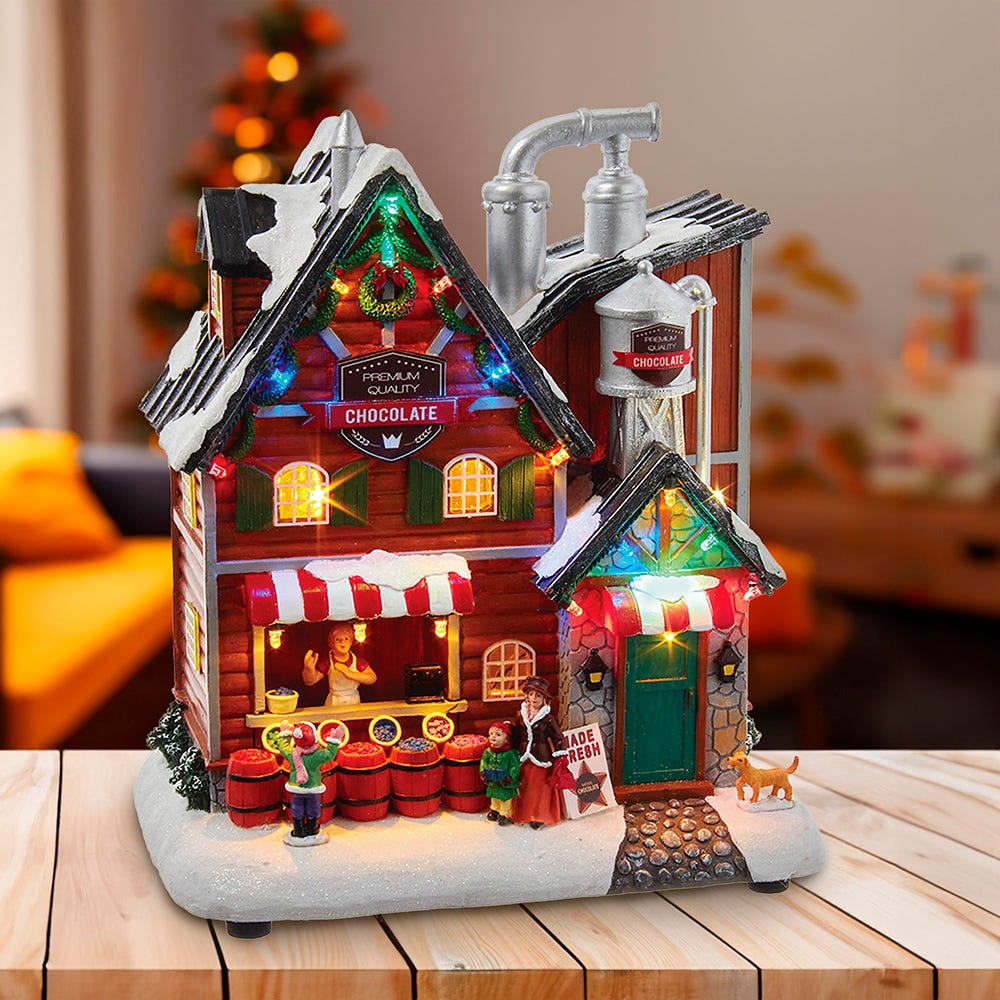 Kurt S. Adler 10.63“ Battery-Operated Light-Up Musical Chocolate Factory