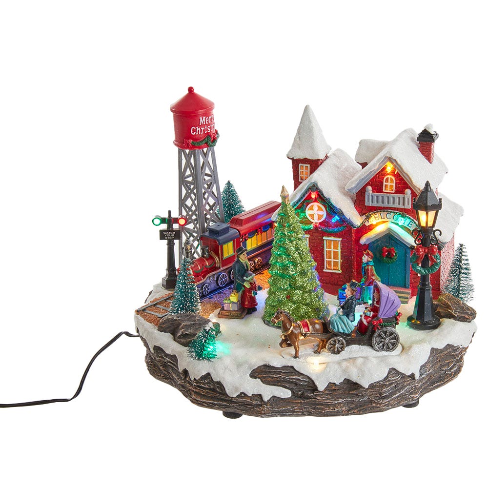 Kurt S. Adler 9.25β Light-Up Christmas Village Scene