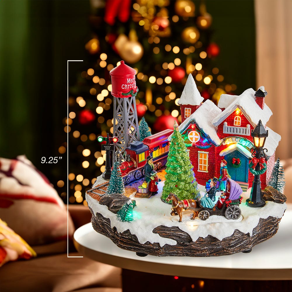 Kurt S. Adler 9.25“ Light-Up Christmas Village Scene