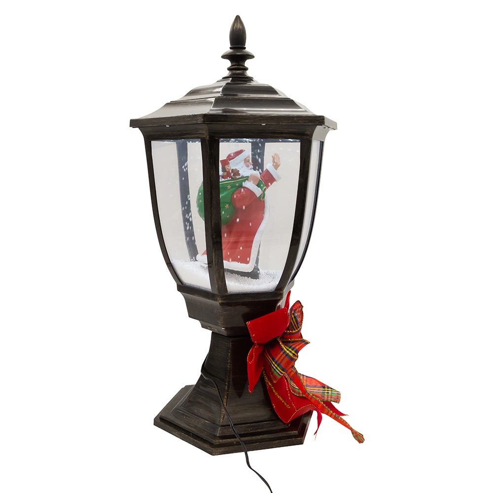Kurt S. Adler 12“ Lighted Musical Santa Lamp Post With Snow Effect
