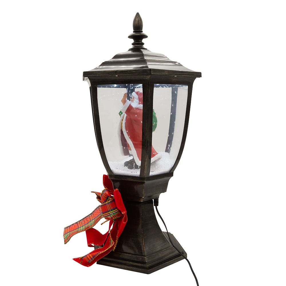 Kurt S. Adler 12“ Lighted Musical Santa Lamp Post With Snow Effect