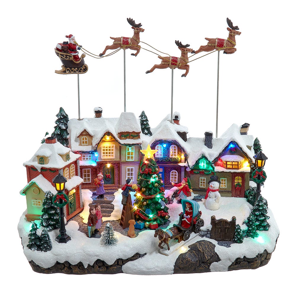 Kurt S. Adler 7.3“ Battery Operated Multicolor LED Lighted Musical Santa & Sleigh Table Piece