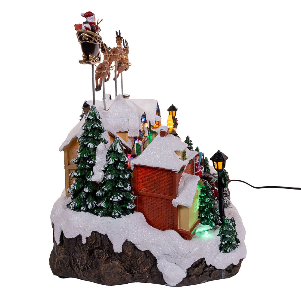 Kurt S. Adler 7.3“ Battery Operated Multicolor LED Lighted Musical Santa & Sleigh Table Piece