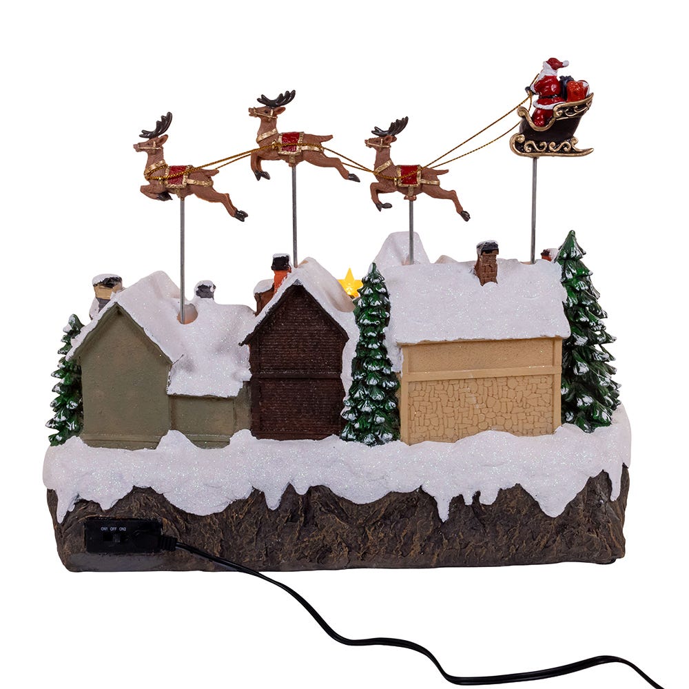 Kurt S. Adler 7.3“ Battery Operated Multicolor LED Lighted Musical Santa & Sleigh Table Piece