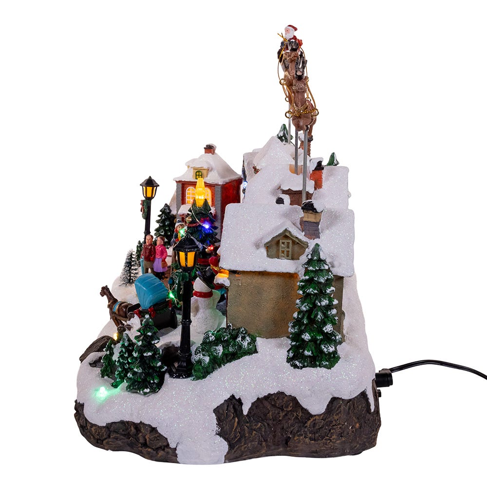 Kurt S. Adler 7.3“ Battery Operated Multicolor LED Lighted Musical Santa & Sleigh Table Piece