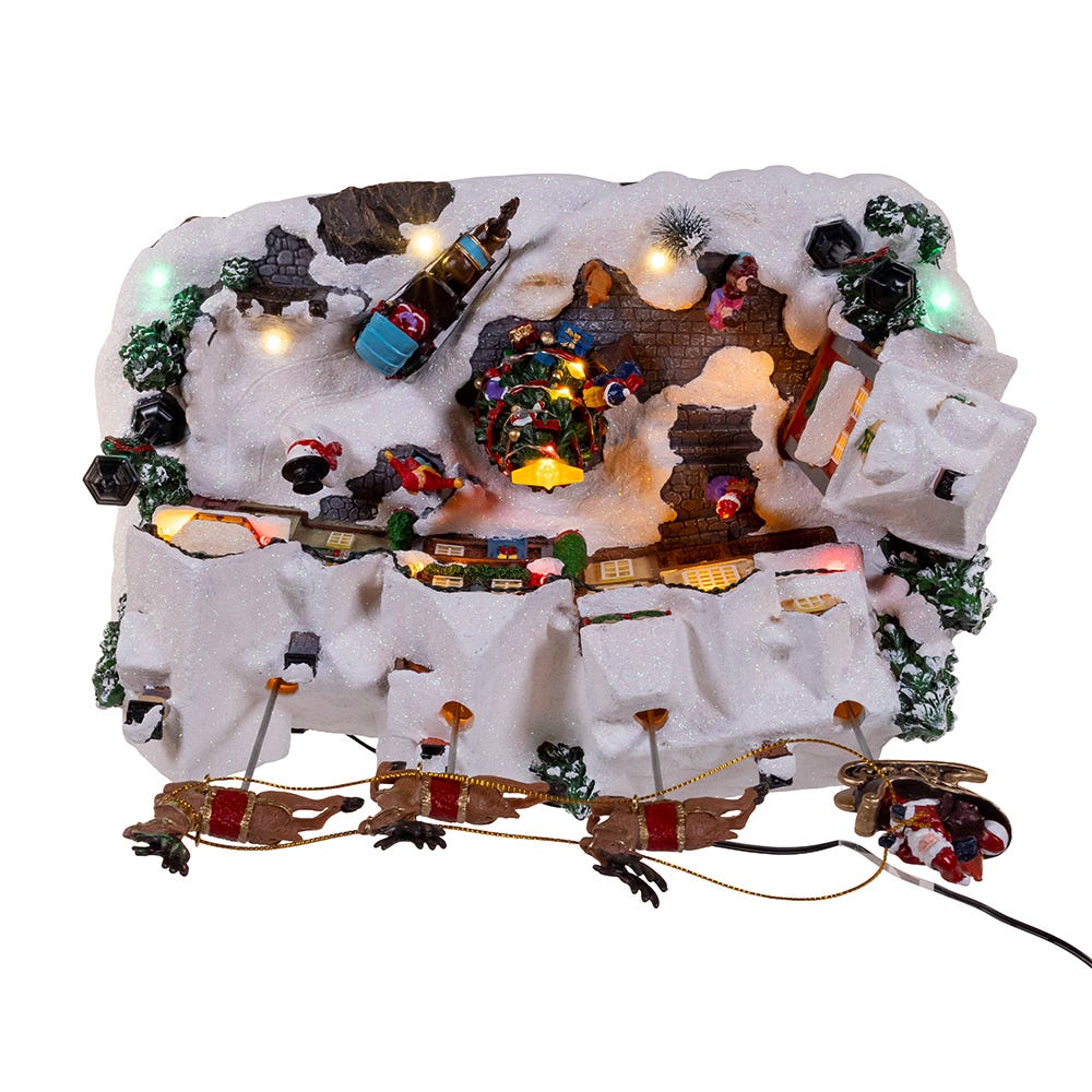 Kurt S. Adler 7.3“ Battery Operated Multicolor LED Lighted Musical Santa & Sleigh Table Piece