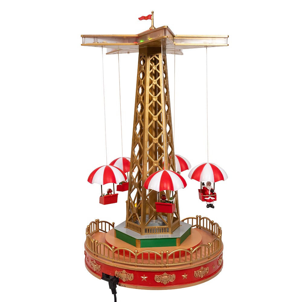 Kurt S. Adler LED Lighted Musical Santa Balloon Drop Table Piece