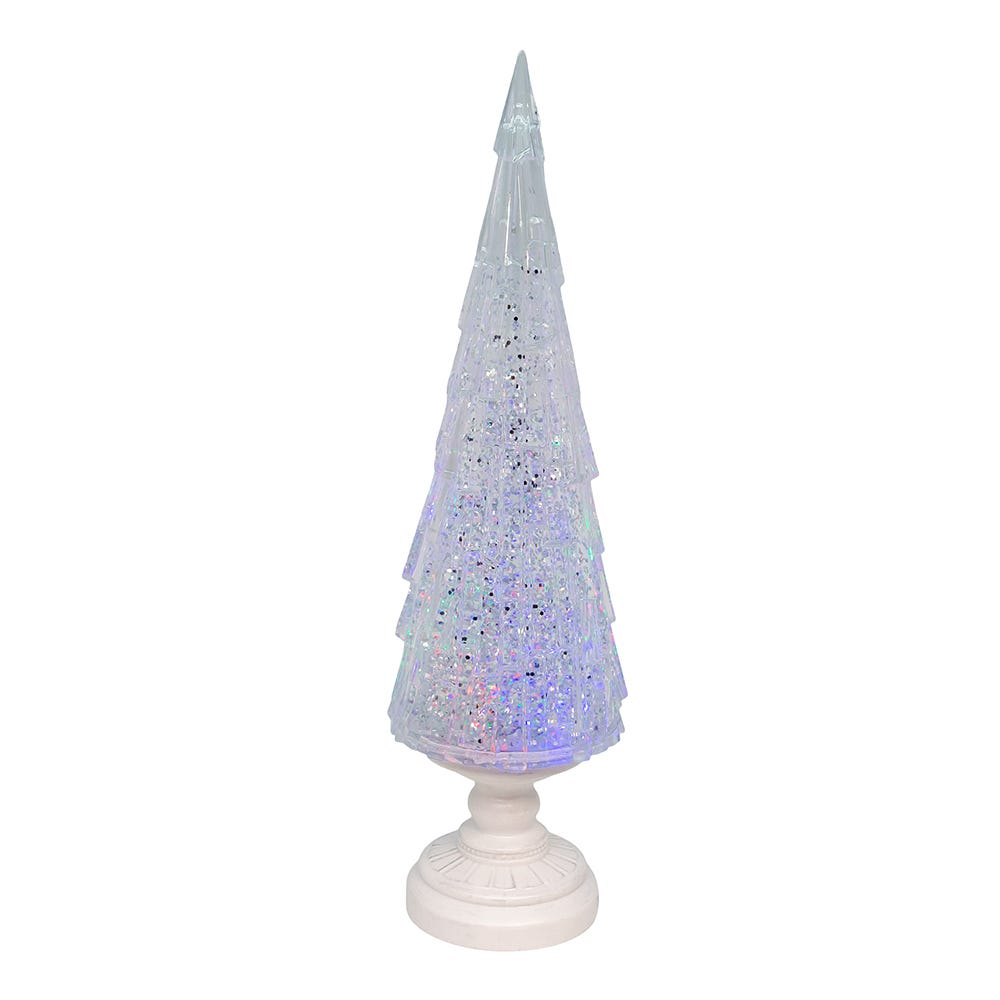 Kurt S. Adler 17.25“ Battery Operated USB LED Lighted Christmas Tree Lantern With Spinning Glitter Water