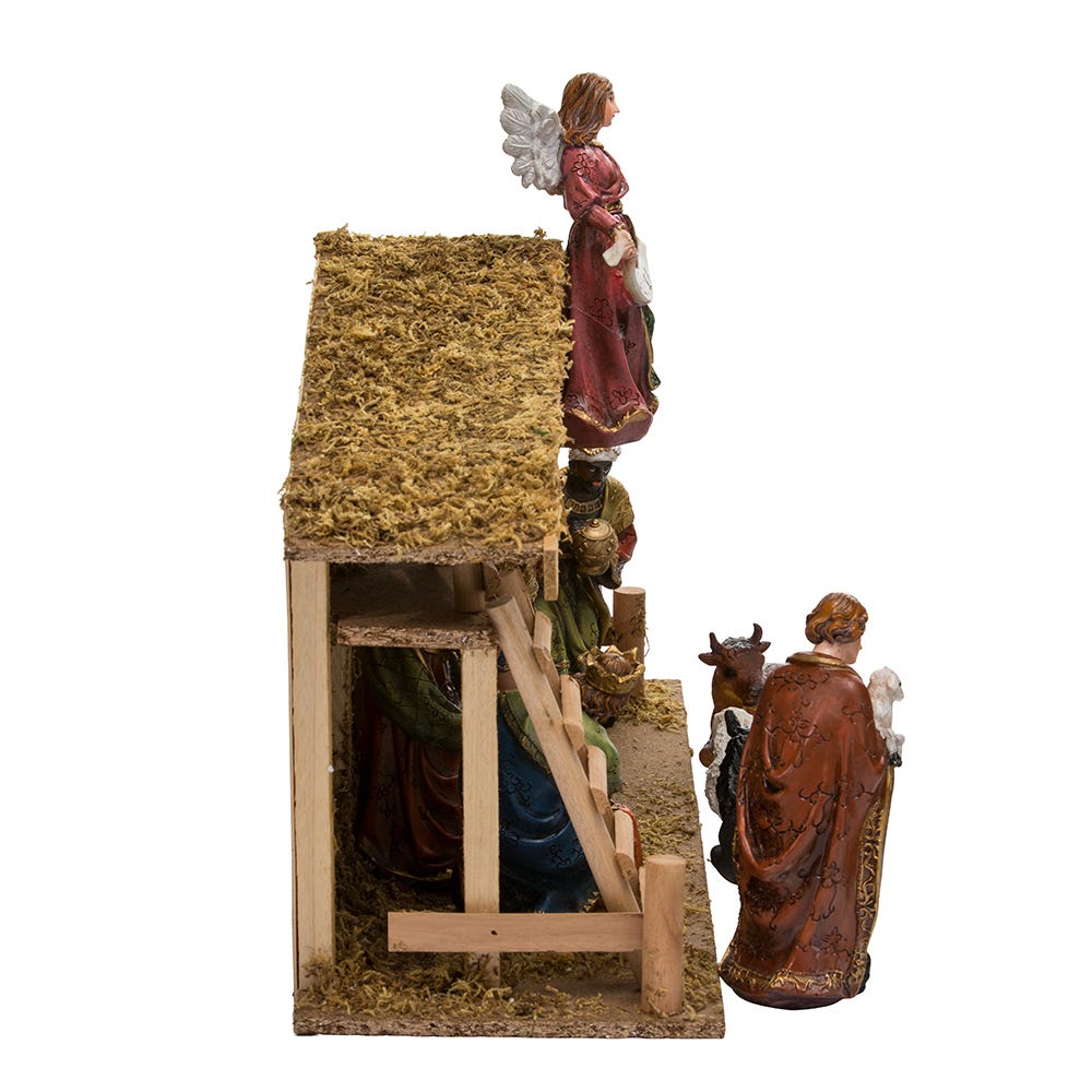 Kurt S. Adler Nativity Set With Wooden Stable, 12-Piece Set