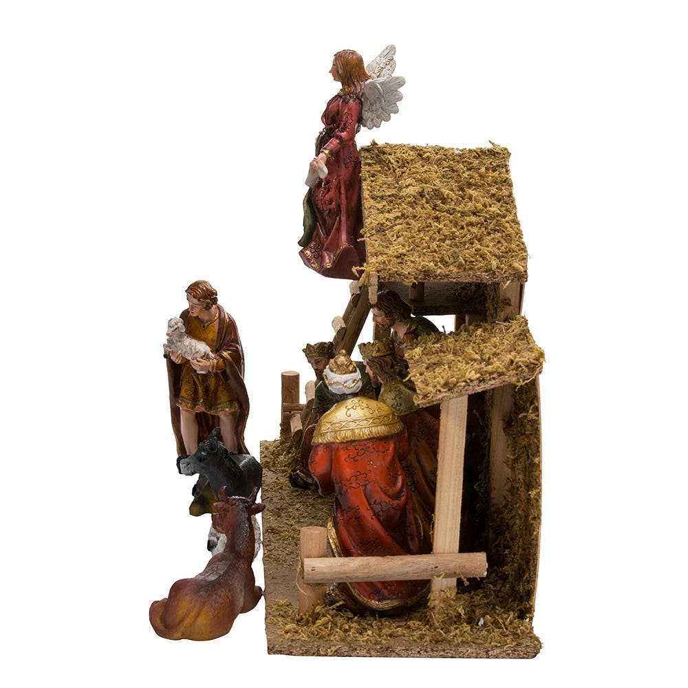 Kurt S. Adler Nativity Set With Wooden Stable, 12-Piece Set