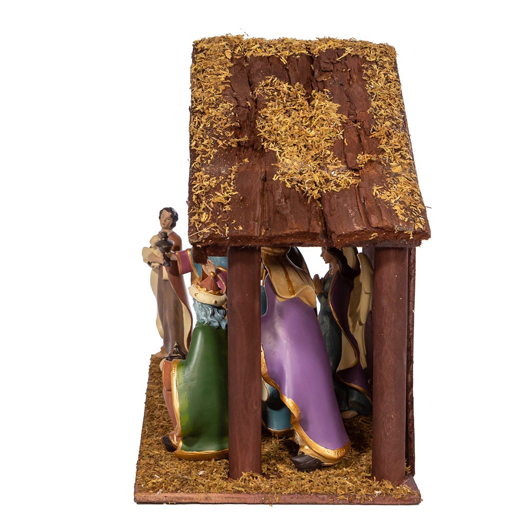 Kurt S. Adler Nativity Set With Wooden Stable, 8-Pieces