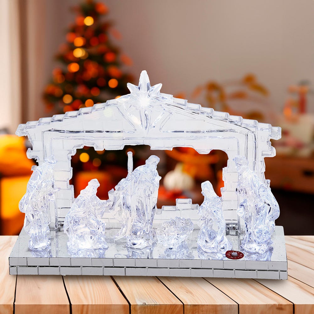 Kurt S. Adler Battery-Operated Light-Up LED Musical Nativity Scene