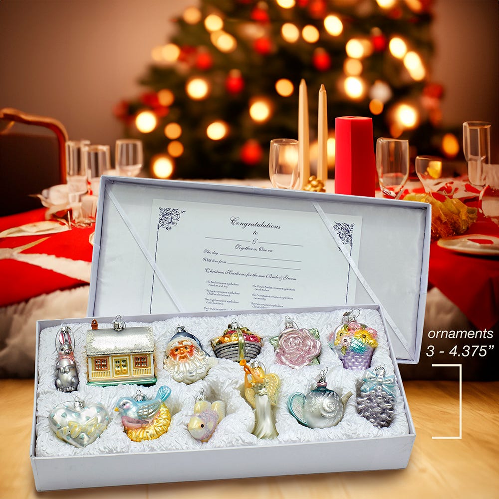 Kurt S. Adler Noble Gems™ Wedding Ornaments Gift Box Set, Set Of 12