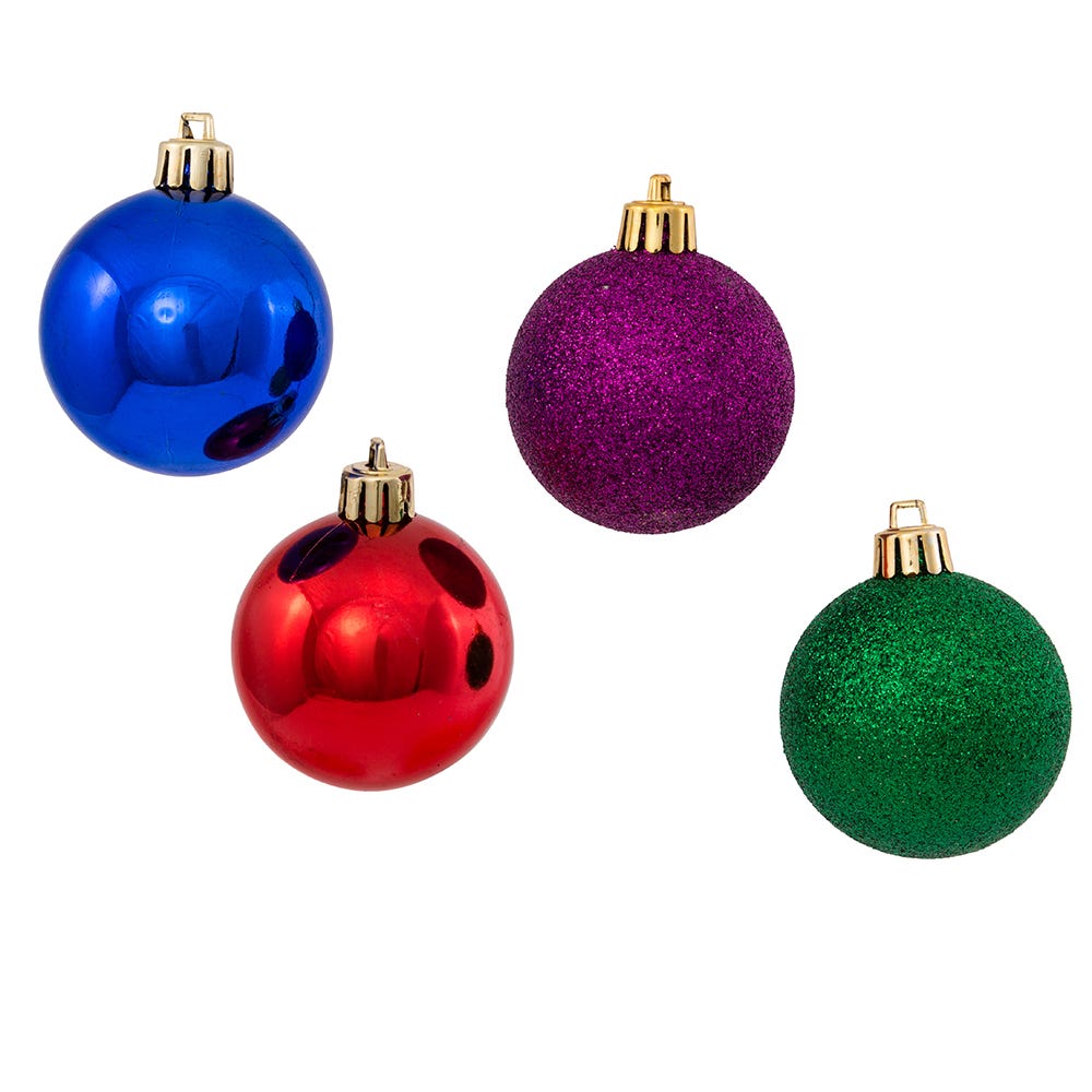 Kurt S. Adler 60MM Shatterproof Multicolored Ball Ornaments, 50-Piece Tube