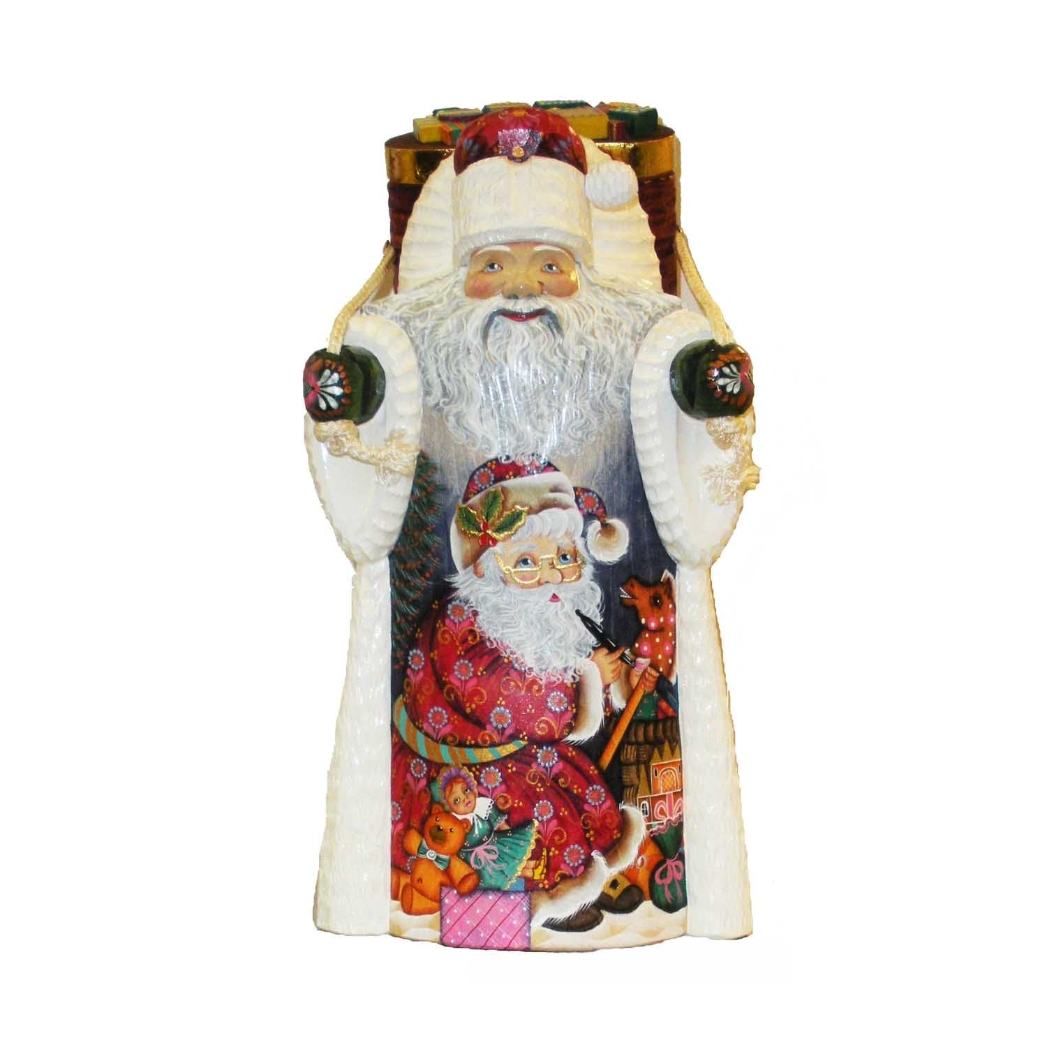 Kurt S. Adler 11.5“ Hand Carved Wooden Santa With Backpack