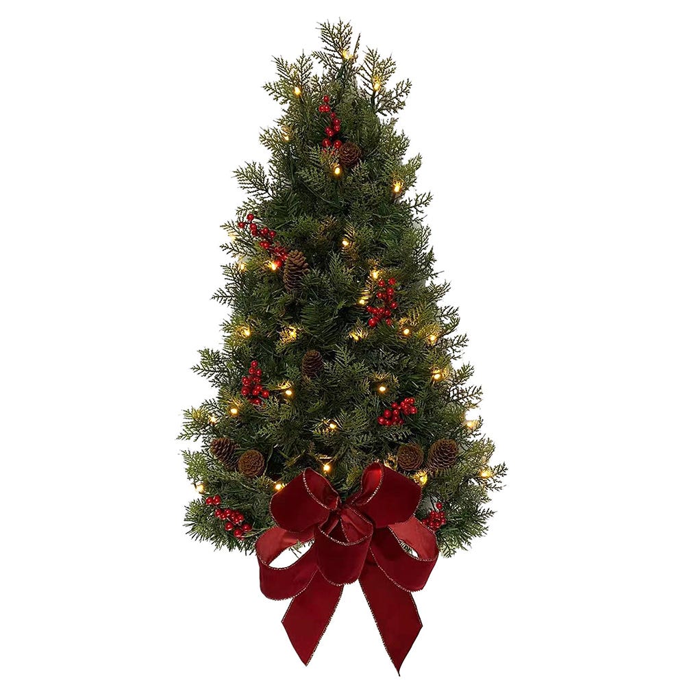 Kurt S. Adler 26“ Battery Operated Pre-Lit Warm White LED Berry and Pinecone Wall Tree