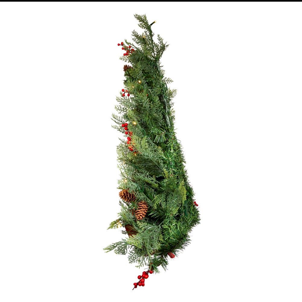 Kurt S. Adler 26“ Battery Operated Pre-Lit Warm White LED Berry and Pinecone Wall Tree