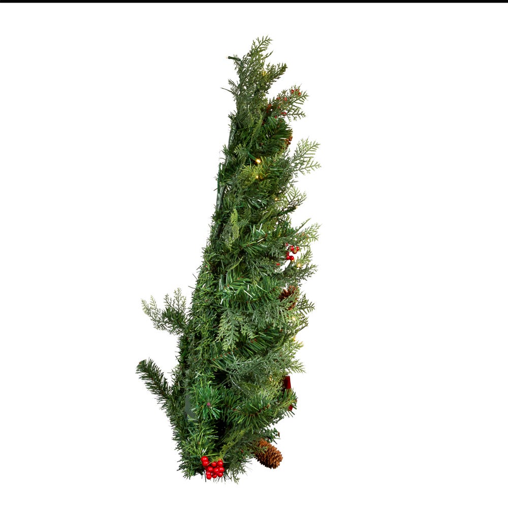 Kurt S. Adler 26“ Battery Operated Pre-Lit Warm White LED Berry and Pinecone Wall Tree