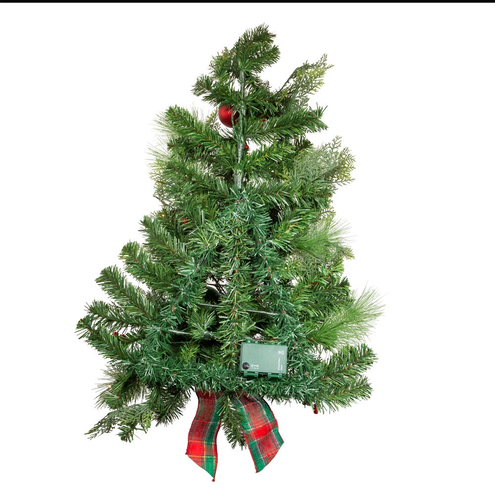 Kurt S. Adler 26“ Battery Operated Pre-Lit Warm White LED Red and Green Wall Tree
