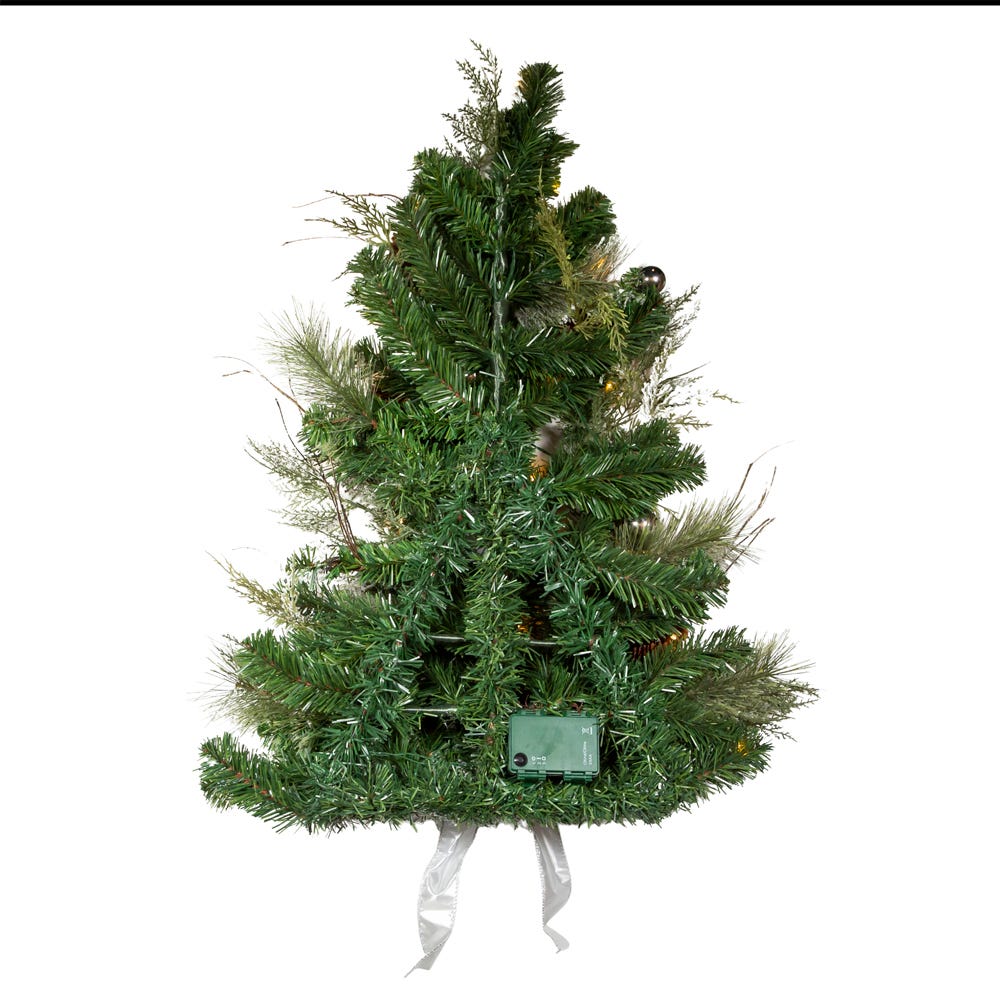 Kurt S. Adler 26“ Battery Operated Pre-Lit Warm White LED Pinecone Wall Tree