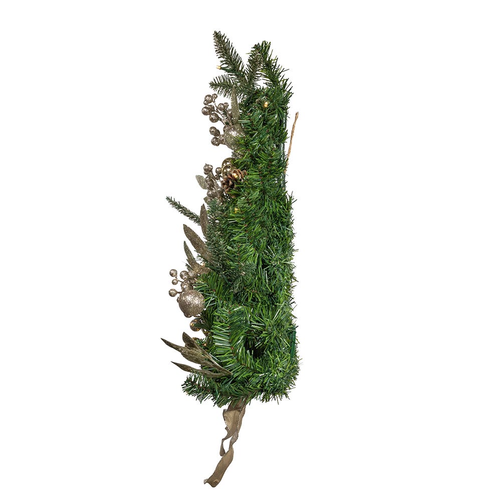 Kurt S. Adler 22“ Battery Operated Pre-Lit Decorated Champagne Wall Tree