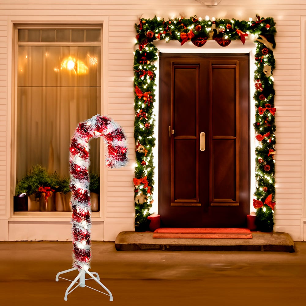 Kurt S. Adler 3' Pre-Lit LED Tinsel Candy Cane
