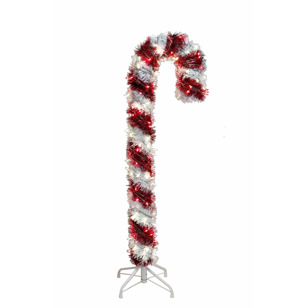 Kurt S. Adler 4' Pre-Lit LED Tinsel Candy Cane