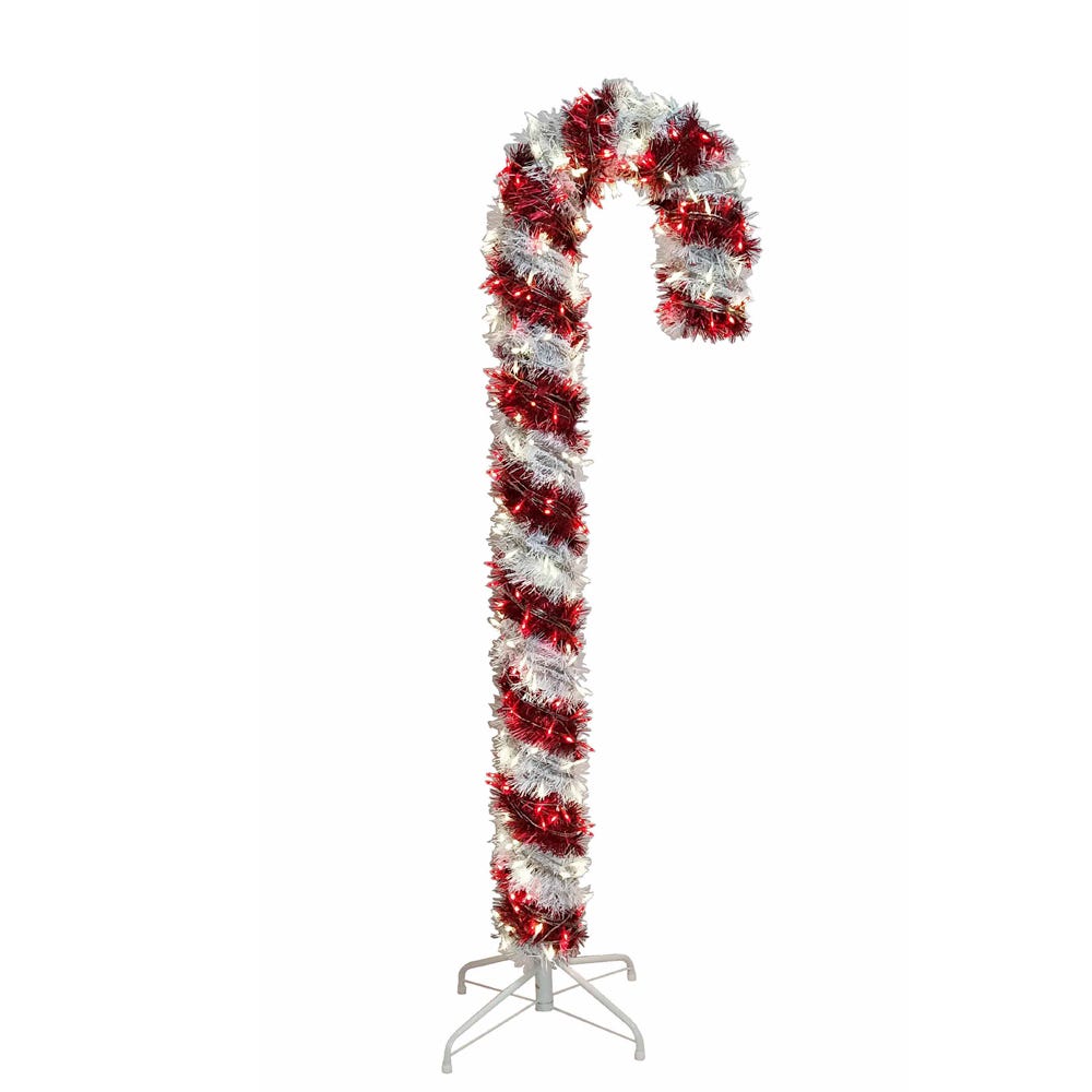 Kurt S. Adler 5' Pre-Lit LED Tinsel Candy Cane