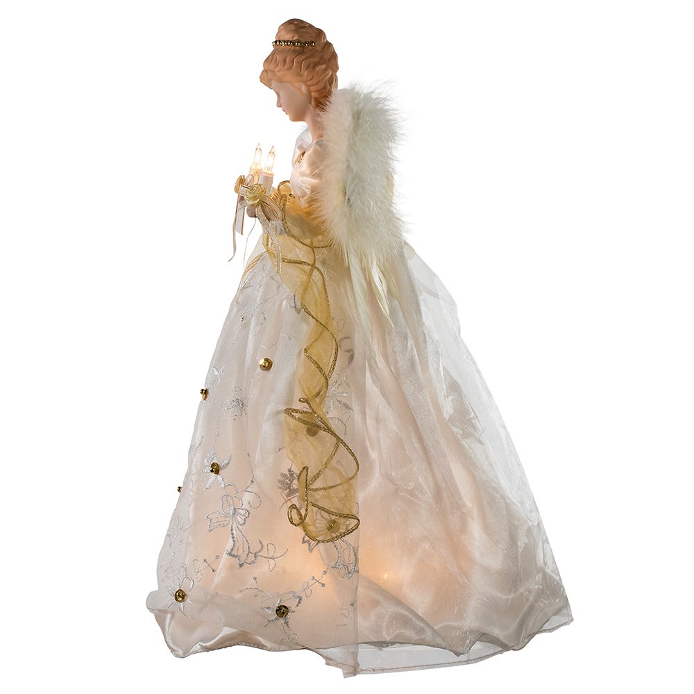 Kurt S. Adler 16β UL 10-Light Ivory and Gold Angel Treetop
